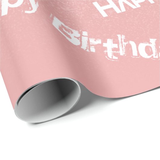 Happy Birthday Chic Roos Gold Glitter Pink Cadeaupapier (Rol Hoek)