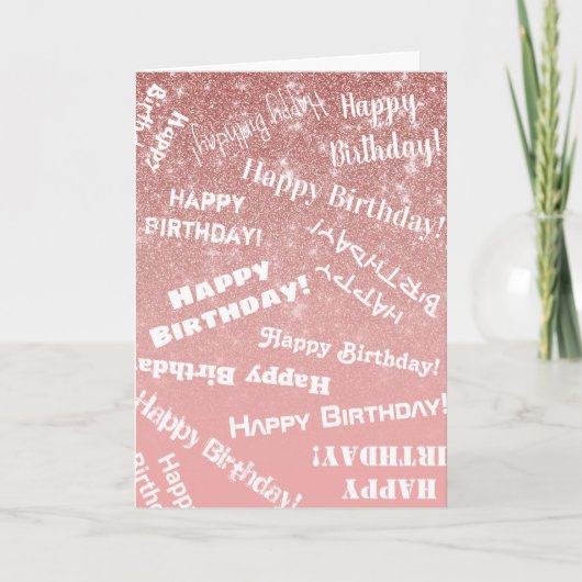 Happy Birthday Chic Roos Gold Glitter Pink Kaart (Voorkant)
