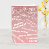 Happy Birthday Chic Roos Gold Glitter Pink Kaart (Gele Bloem)