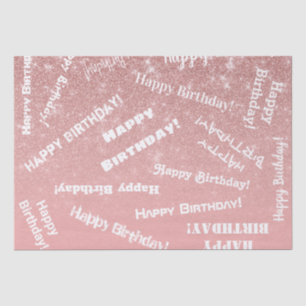 Happy Birthday Chic Roos Gold Glitter Pink Tissuepapier