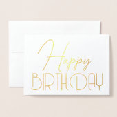 Happy Birthday Chic Script Minimal Glam Silver Folie Kaarten (Voorkant met envelop)