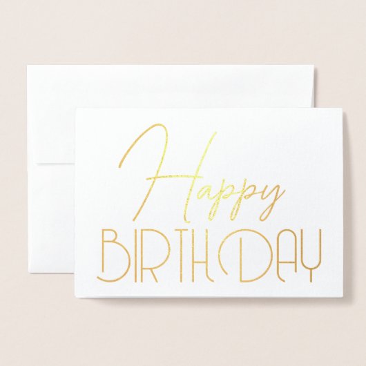 Happy Birthday Chic Script Minimal Glam Silver Folie Kaarten (Voorkant met envelop)