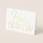 Happy Birthday Chic Script Minimal Glam Silver Folie Kaarten (Voorkant)