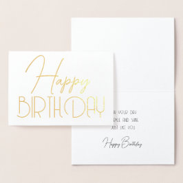 Happy Birthday Chic Script Minimal Glam Silver Folie Kaarten