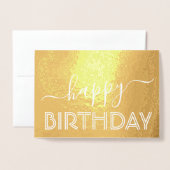 Happy Birthday Chic Script Minimale Glam Gold Real Folie Kaarten (Voorkant met envelop)