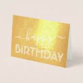 Happy Birthday Chic Script Minimale Glam Gold Real Folie Kaarten (Voorkant)