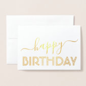 Happy Birthday Chic Script Minimale Glam Gold Real Folie Kaarten (Voorkant met envelop)