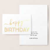 Happy Birthday Chic Script Minimale Glam Gold Real Folie Kaarten (Display)