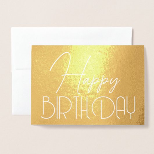 Happy Birthday Chic Script Minimalist Glam Folie Kaarten (Voorkant met envelop)