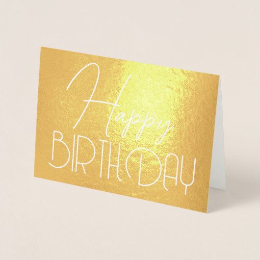 Happy Birthday Chic Script Minimalist Glam Folie Kaarten (Voorkant)