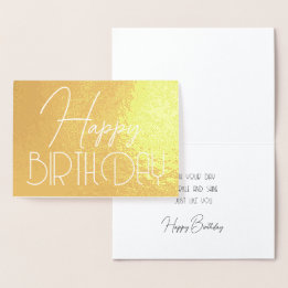 Happy Birthday Chic Script Minimalist Glam Folie Kaarten