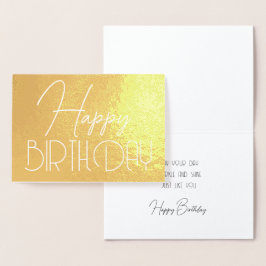Happy Birthday Chic Script Minimalist Glam Folie Kaarten