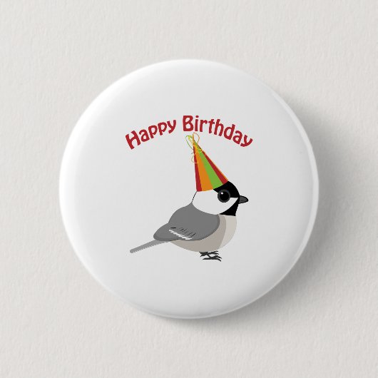 Happy Birthday Chickadee Ronde Button 5,7 Cm (Voorkant)
