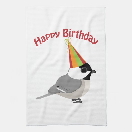 Happy Birthday Chickadee Theedoek (Verticaal)