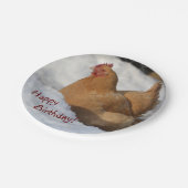 Happy Birthday Chicken in Snow Paper Bord (Gekanteld)