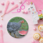 Happy Birthday Chicken Loves Watermelon Papieren Bordje (Feest)