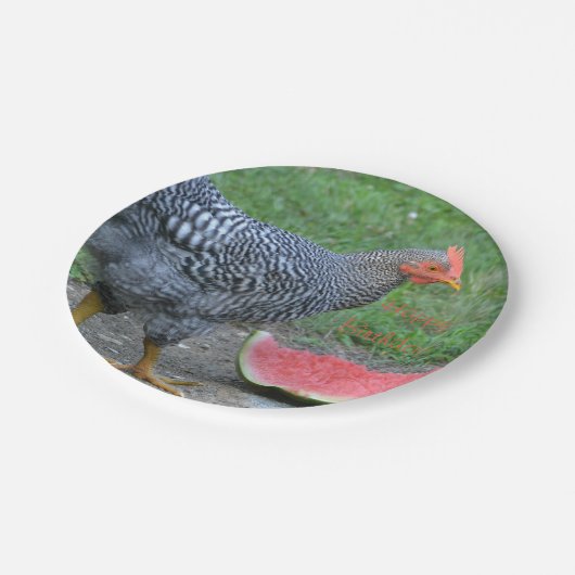 Happy Birthday Chicken Loves Watermelon Papieren Bordje (Gekanteld)