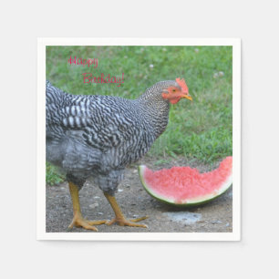 Happy Birthday Chicken Loves Watermelon Servetten