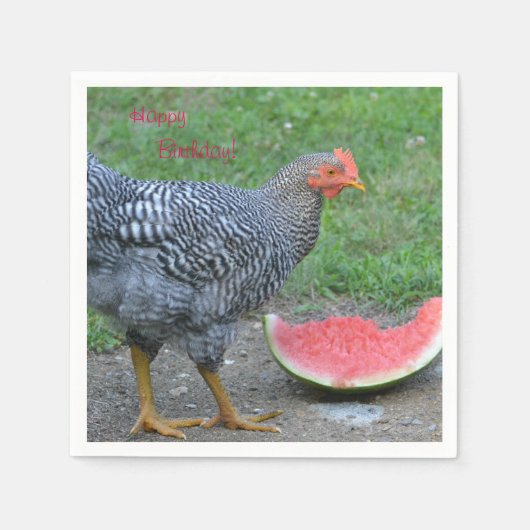 Happy Birthday Chicken Loves Watermelon Servetten (Voorkant)