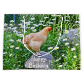 Happy Birthday Chicken with Daisies Groot Cadeauzakje (Voorkant)