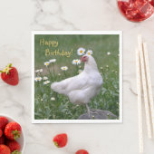Happy Birthday Chicken with Daisies Servet (Insitu)