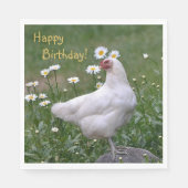 Happy Birthday Chicken with Daisies Servet (Voorkant)
