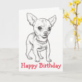 Happy Birthday Chihuahua Puppy Dog Mam Puppies Kaart (Gele Bloem)