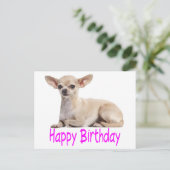 Happy Birthday Chihuahua Puppy Dog Paarse Verzen Briefkaart (Staand voorkant)