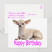 Happy Birthday Chihuahua Puppy Dog Paarse Verzen Briefkaart (Voorkant / Achterkant)