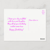 Happy Birthday Chihuahua Puppy Dog Paarse Verzen Briefkaart (Achterkant)