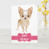 Happy Birthday Chihuahua Puppy Dog Wenskaart Kaart (Gele Bloem)