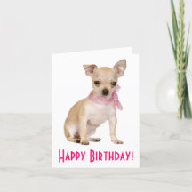 Happy Birthday Chihuahua Puppy Dog Wenskaart
