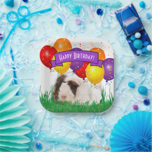Happy Birthday Childs Party Guinee Pig-ballonnen Papieren Bordje