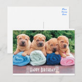 Happy Birthday Chinese Shar Pei Puppy Dog Briefkaa Briefkaart (Voorkant / Achterkant)