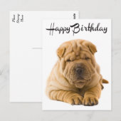 Happy Birthday Chinese Shar Pei Puppy Dog Kaart (Voorkant / Achterkant)