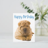 Happy Birthday Chinese Shar Pei Puppy Dog Kaart (Staand voorkant)