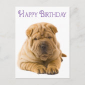 Happy Birthday Chinese Shar Pei Puppy Dog Kaart (Voorkant)