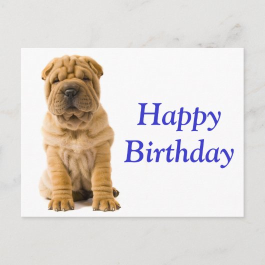 Happy Birthday Chinese Shar Pei Puppy Dog Kaart (Voorkant)