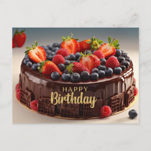 Happy Birthday Chocolade Fruit Cake Briefkaart