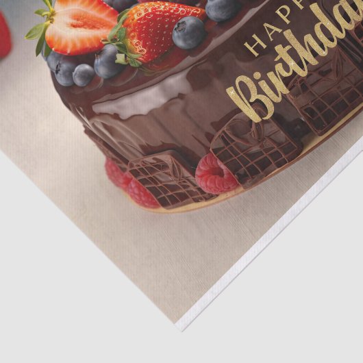 Happy Birthday Chocolade Fruit Cake Tissuepapier (Detail)