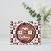 "Happy Birthday" chocoladetaart Briefkaart (Staand voorkant)