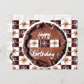 "Happy Birthday" chocoladetaart Briefkaart (Voorkant / Achterkant)
