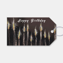 Happy Birthday Chocolate Cake Candle Gift Tag
