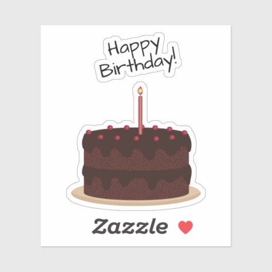 Happy Birthday Chocolate Cake Contour Sticker (Vel)