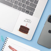 Happy Birthday Chocolate Cake Contour Sticker (Laptop met iPhone)