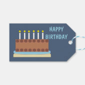 Happy Birthday Chocolate Cake in Blue-Grey Cadeaulabel (Voorkant (Horizontaal))