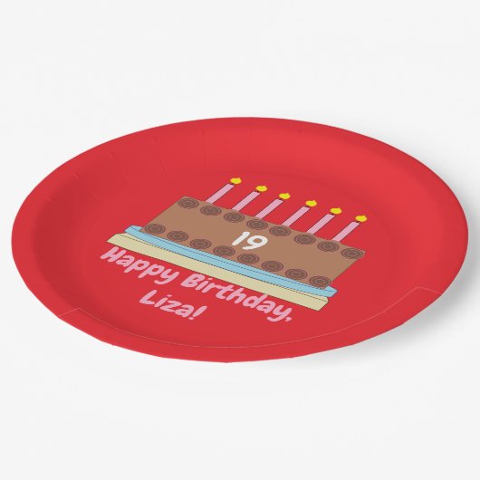 Happy Birthday Chocolate Cake Papieren Bordje (Gekanteld)