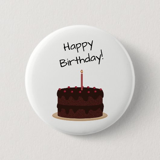 Happy Birthday Chocolate Cake Ronde Button 5,7 Cm (Voorkant)