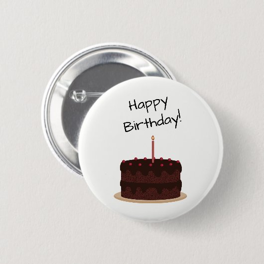 Happy Birthday Chocolate Cake Ronde Button 5,7 Cm (Voorkant /achterkant)
