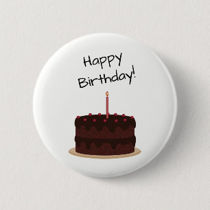Happy Birthday Chocolate Cake Ronde Button 5,7 Cm